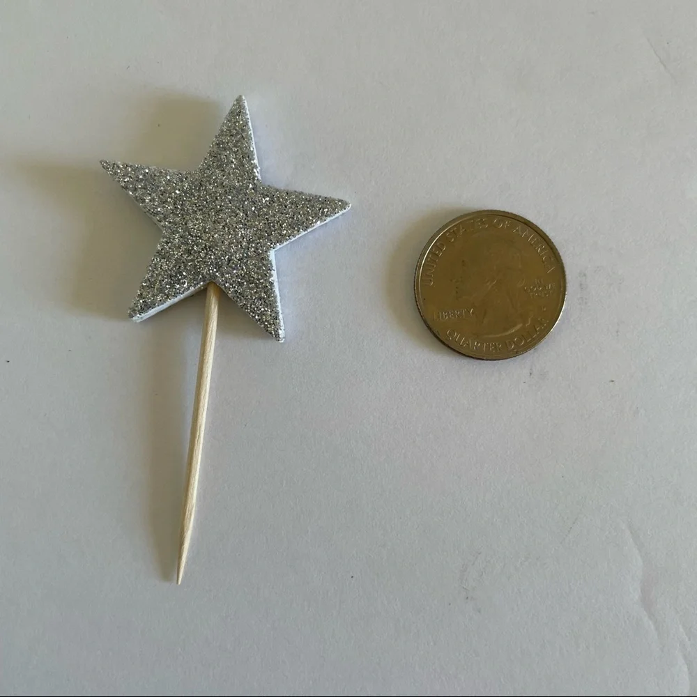 Glitter Star Cake Topper Toothpick Set 10
